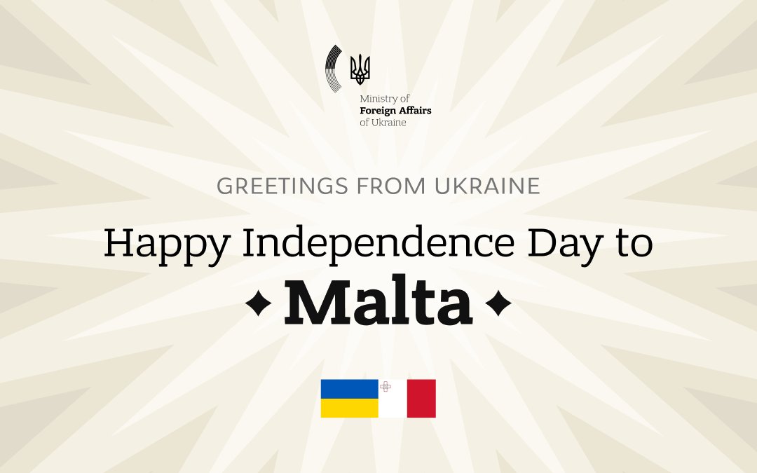 Ukraine congratulates Malta on Independence Day, appreciates support against Russia