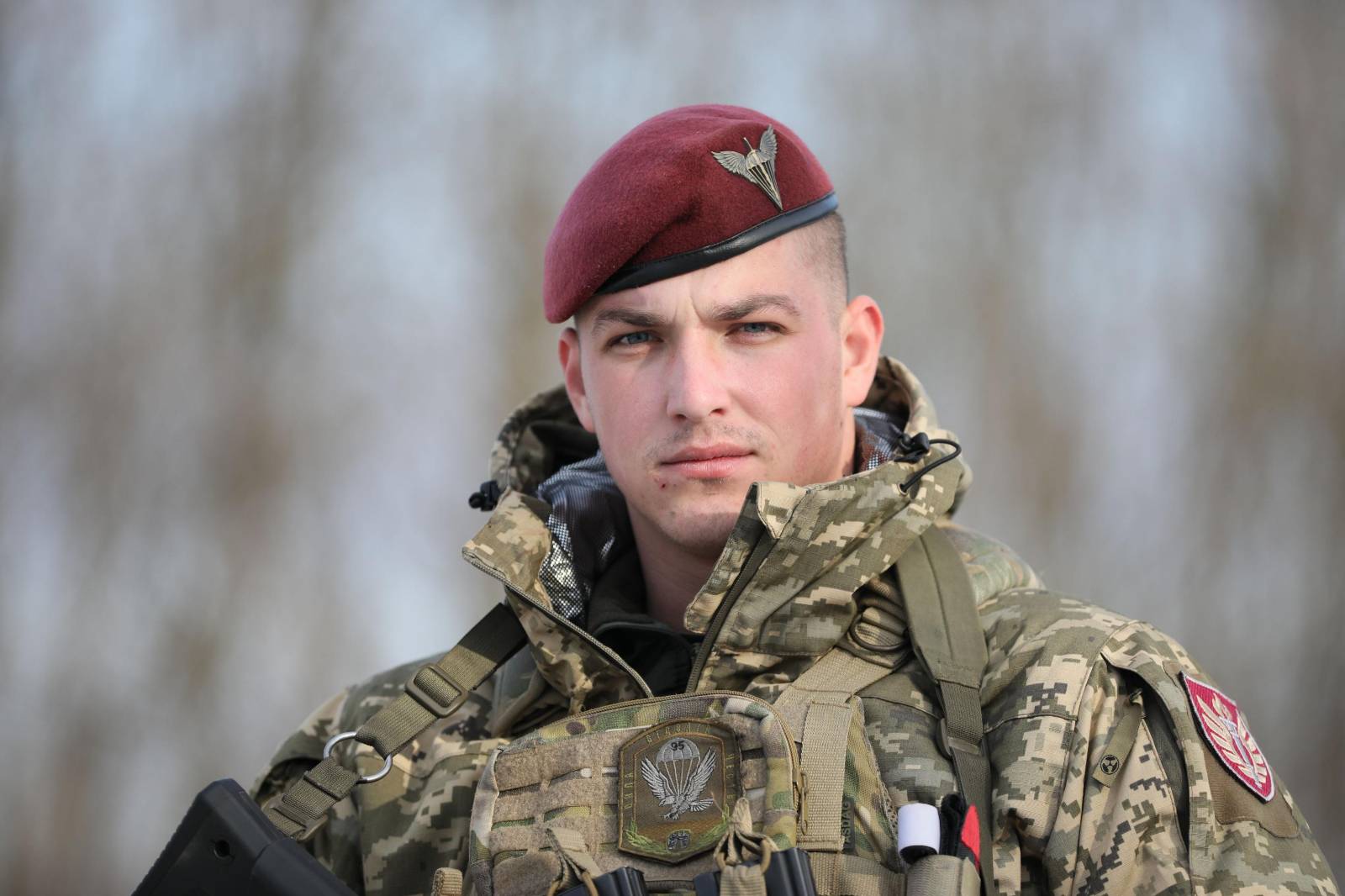 Young Ukrainian Airborne Forces soldier serves with pride despite combat injury.