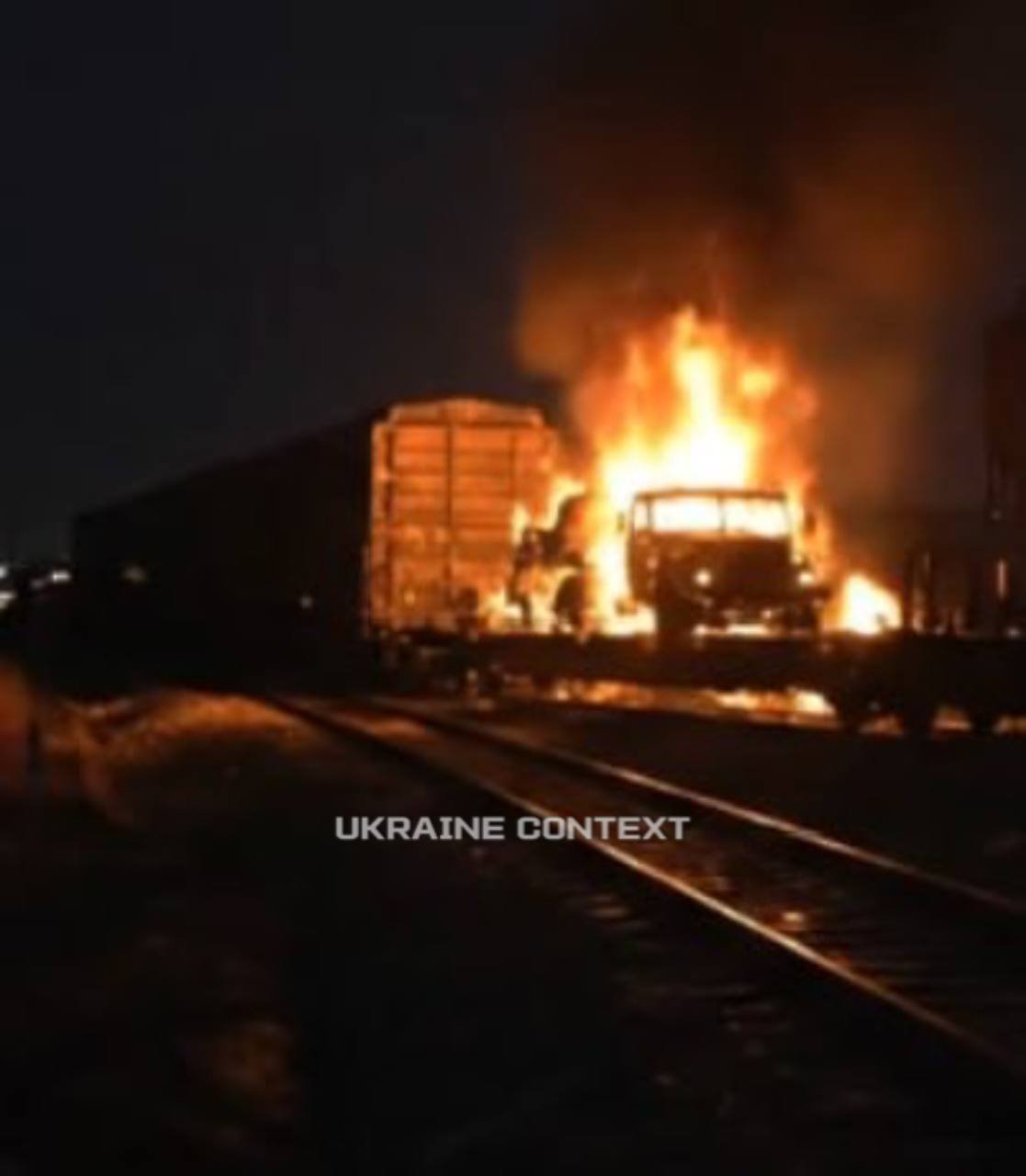 Military train attack spotted near Ukrainian border