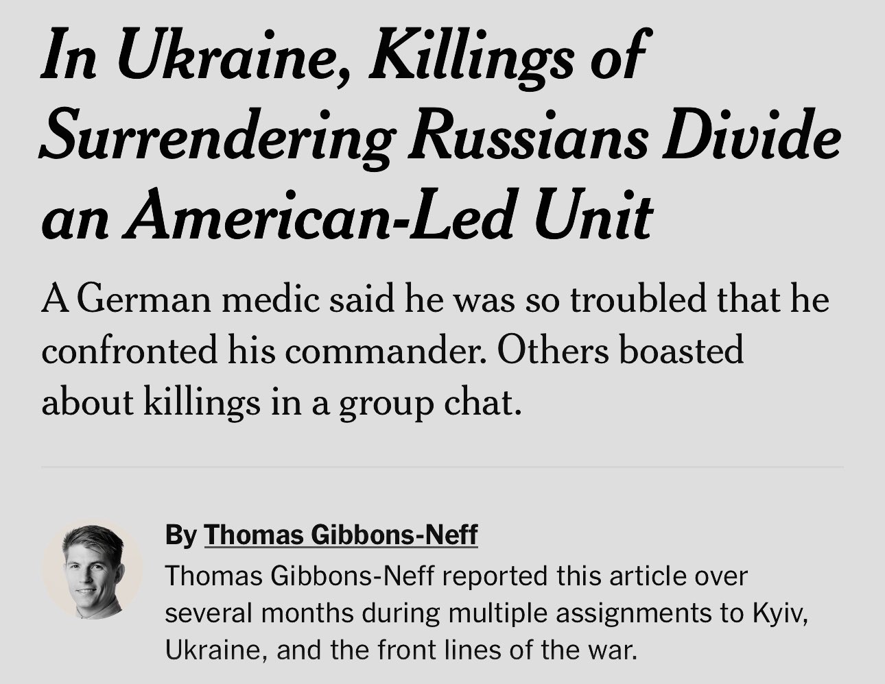 NYT reports war crimes by American-led unit; Russian crimes in Bucha