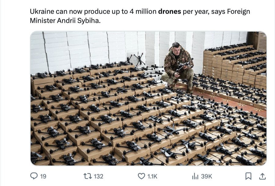 Ukraine produces 1.2M UAVs, aims for 4M, causing 70% Russian losses