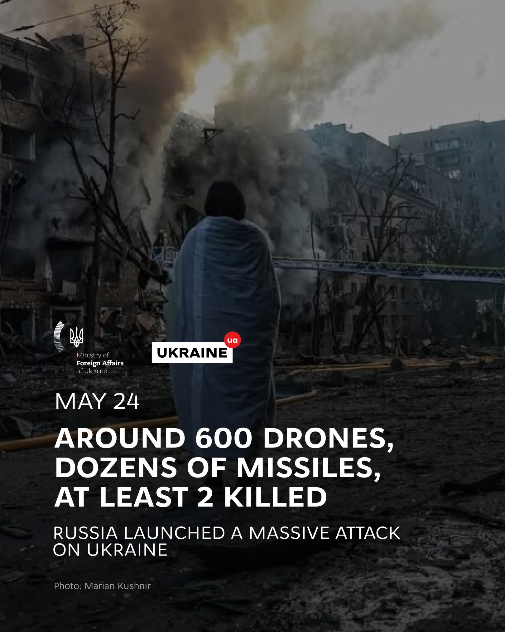 Russia attacks Kyiv with 600 drones and missiles, killing 2