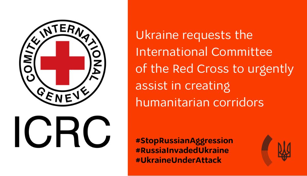 Ukraine asks ICRC for urgent humanitarian corridors and evacuation
