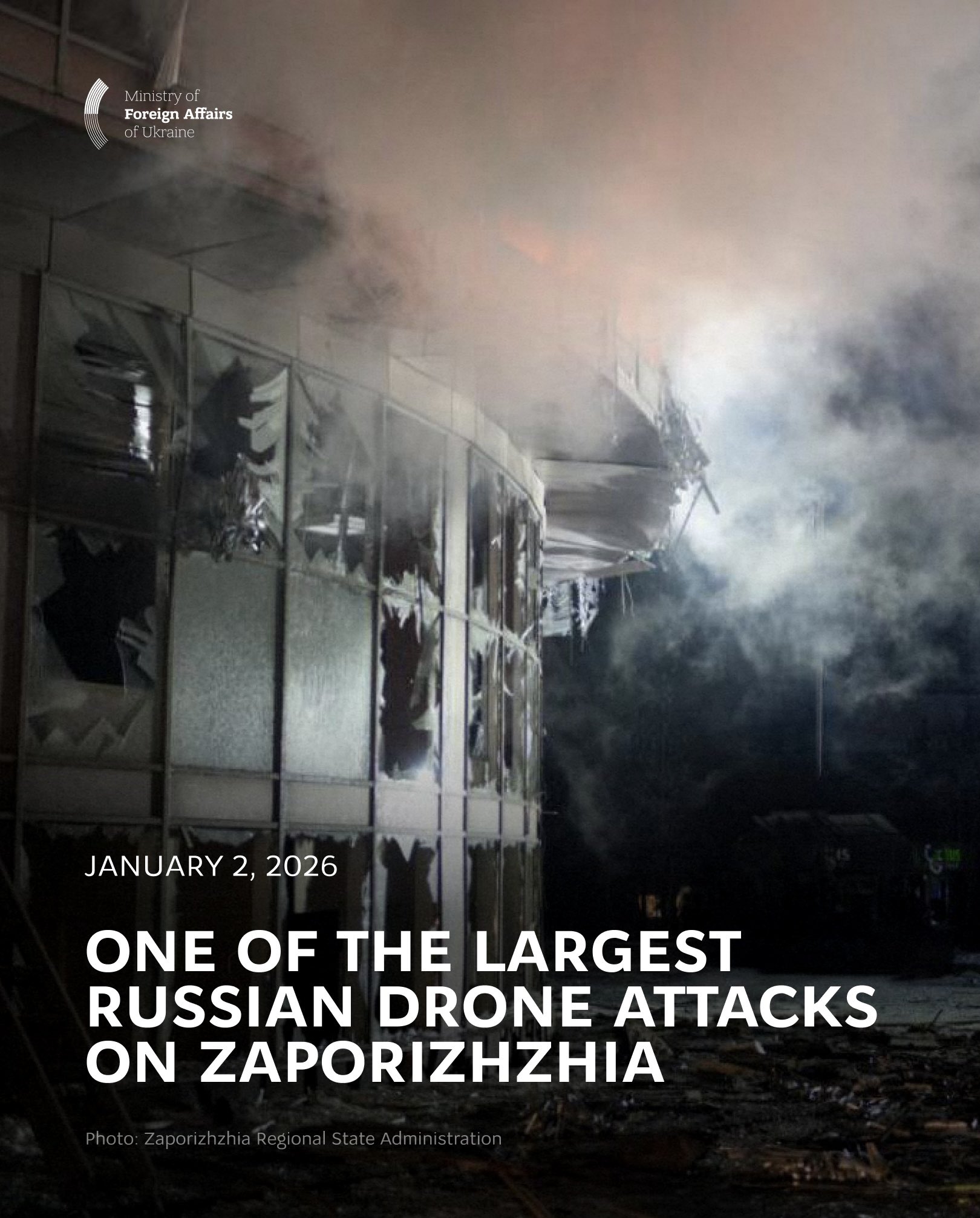 Russian drone attack on Zaporizhzhia causes fires