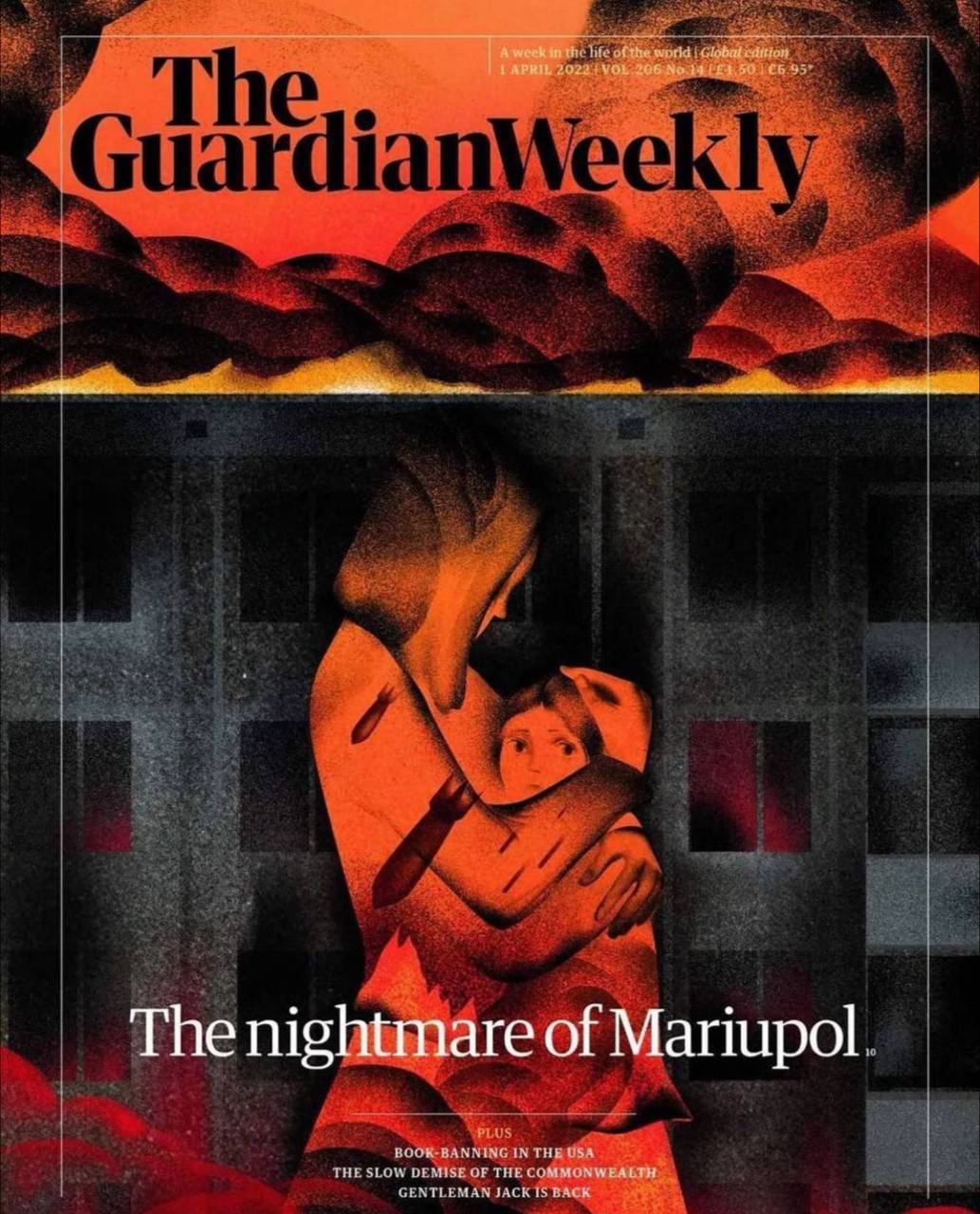 Guardian Weekly April cover ‘The nightmare of Mariupol’ by Masha Foya