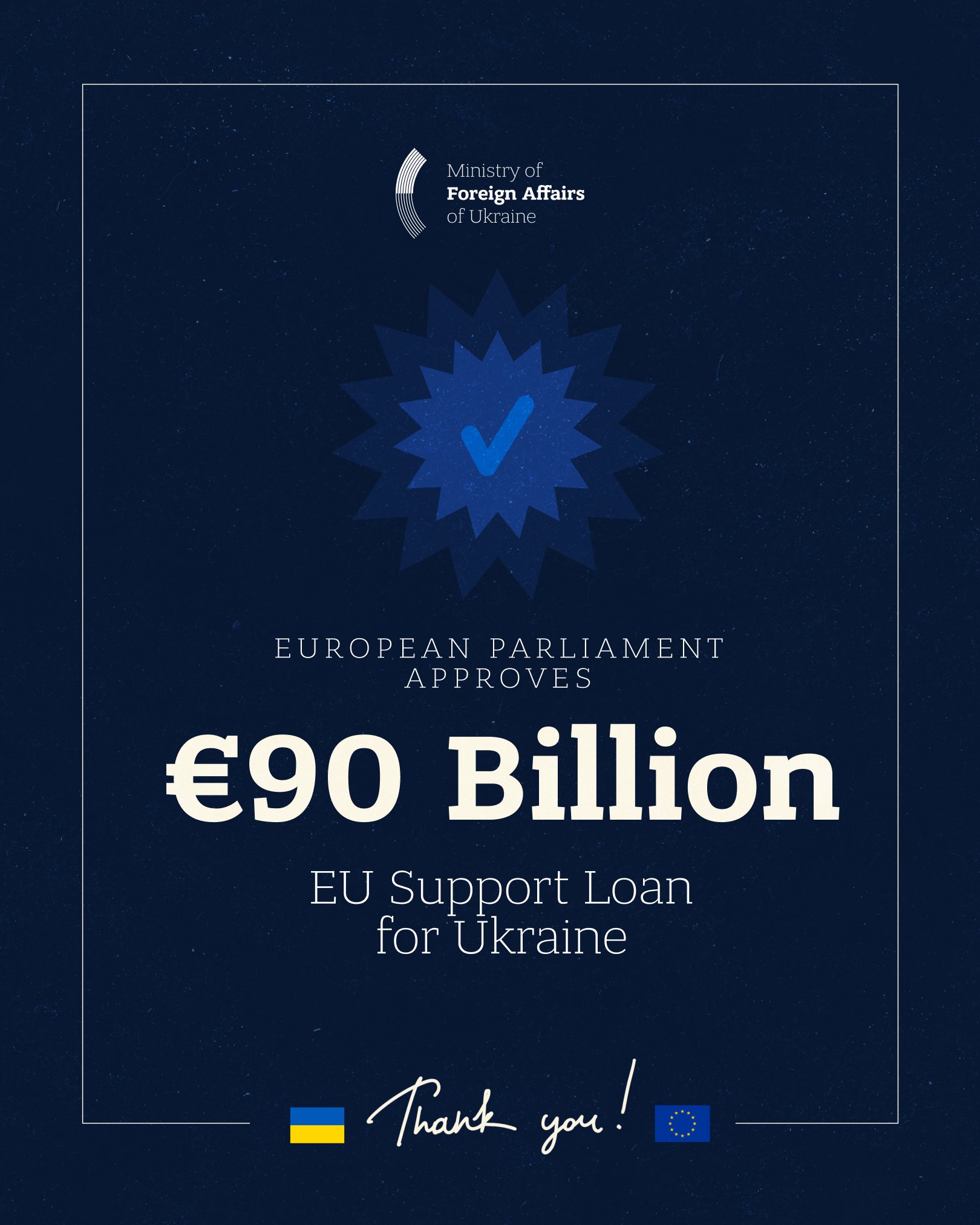 EU Parliament approves €90 billion loan for Ukraine
