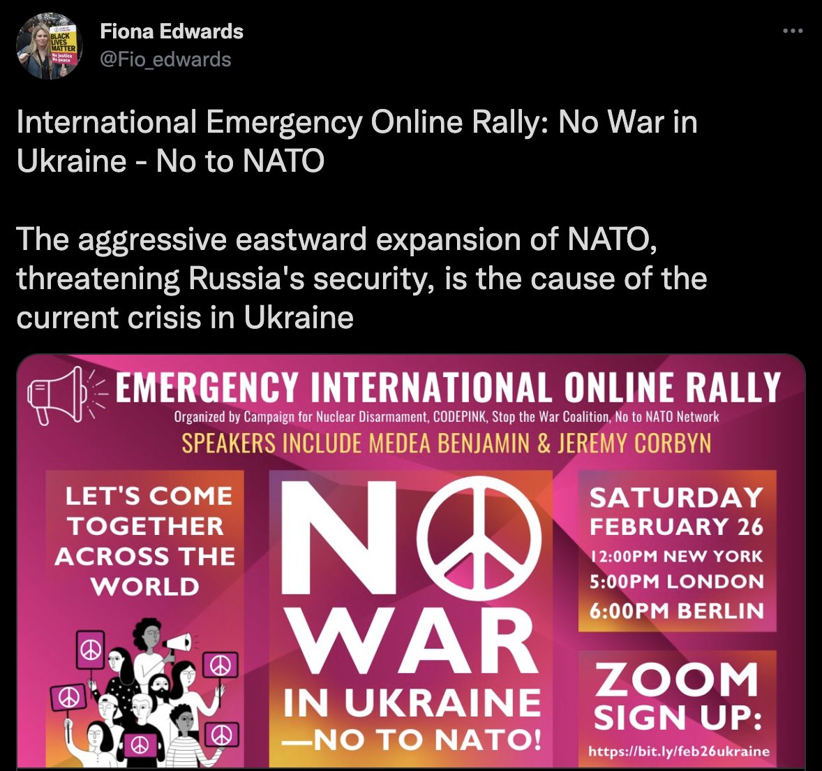 Rally to protest Ukraine war blames NATO, not Russia