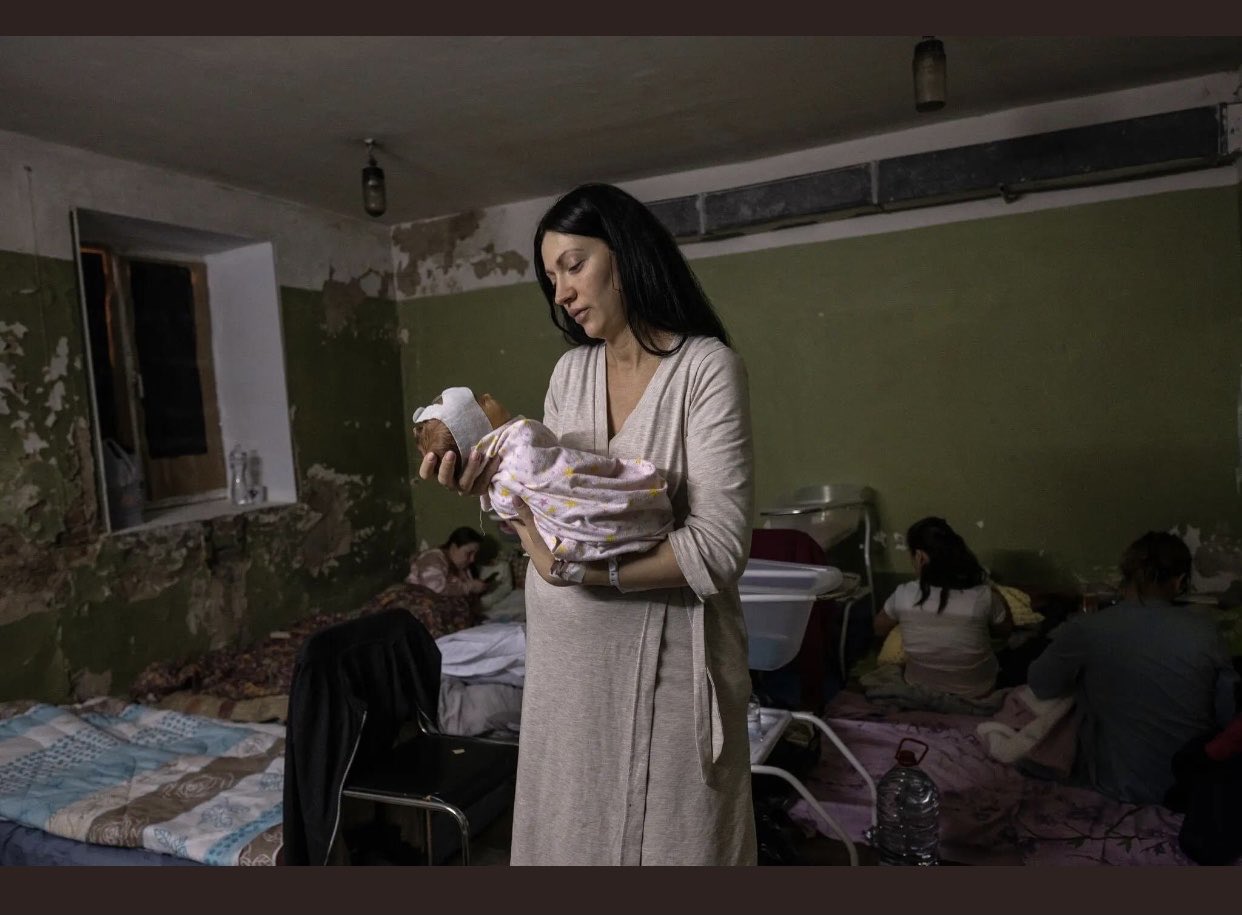 New mother and baby in Kyiv basement; Russian leaders shamed