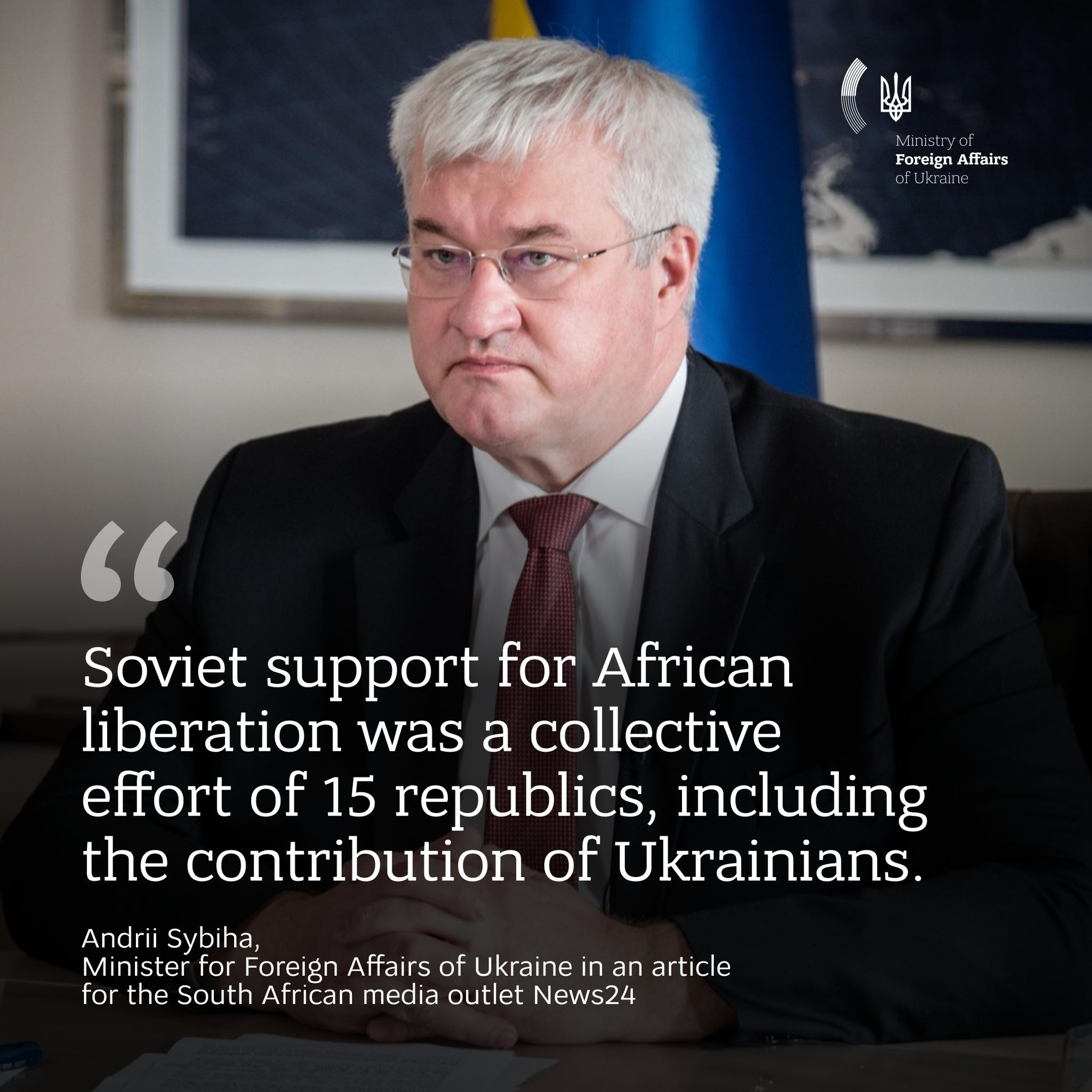 Ukraine FM highlights historical Ukraine-Africa ties in News24 article