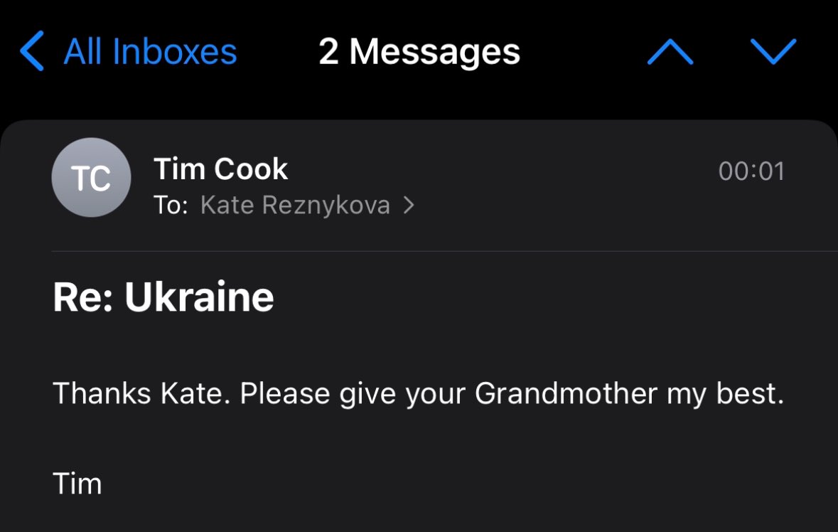 Thanking Apple for stories of business-led evacuations in Ukraine war