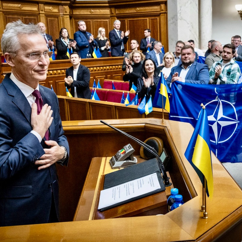 NATO chief addresses Ukraine parliament, highlights democratic values