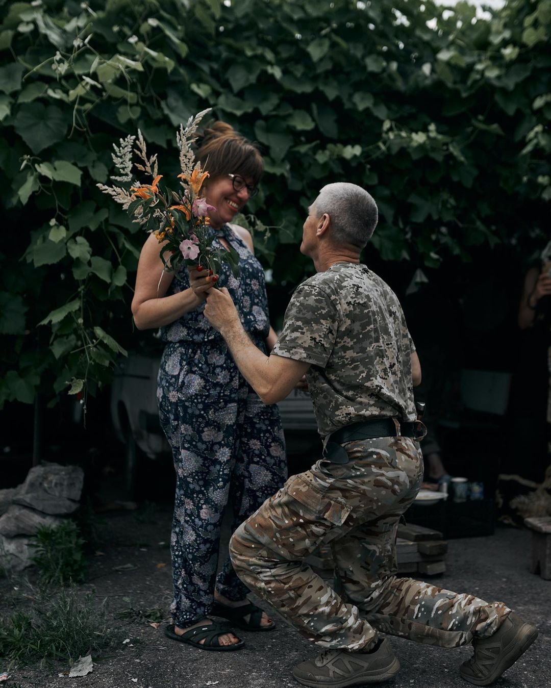 Soldier proposes with unique handmade copper wire ring to beloved Svitlana