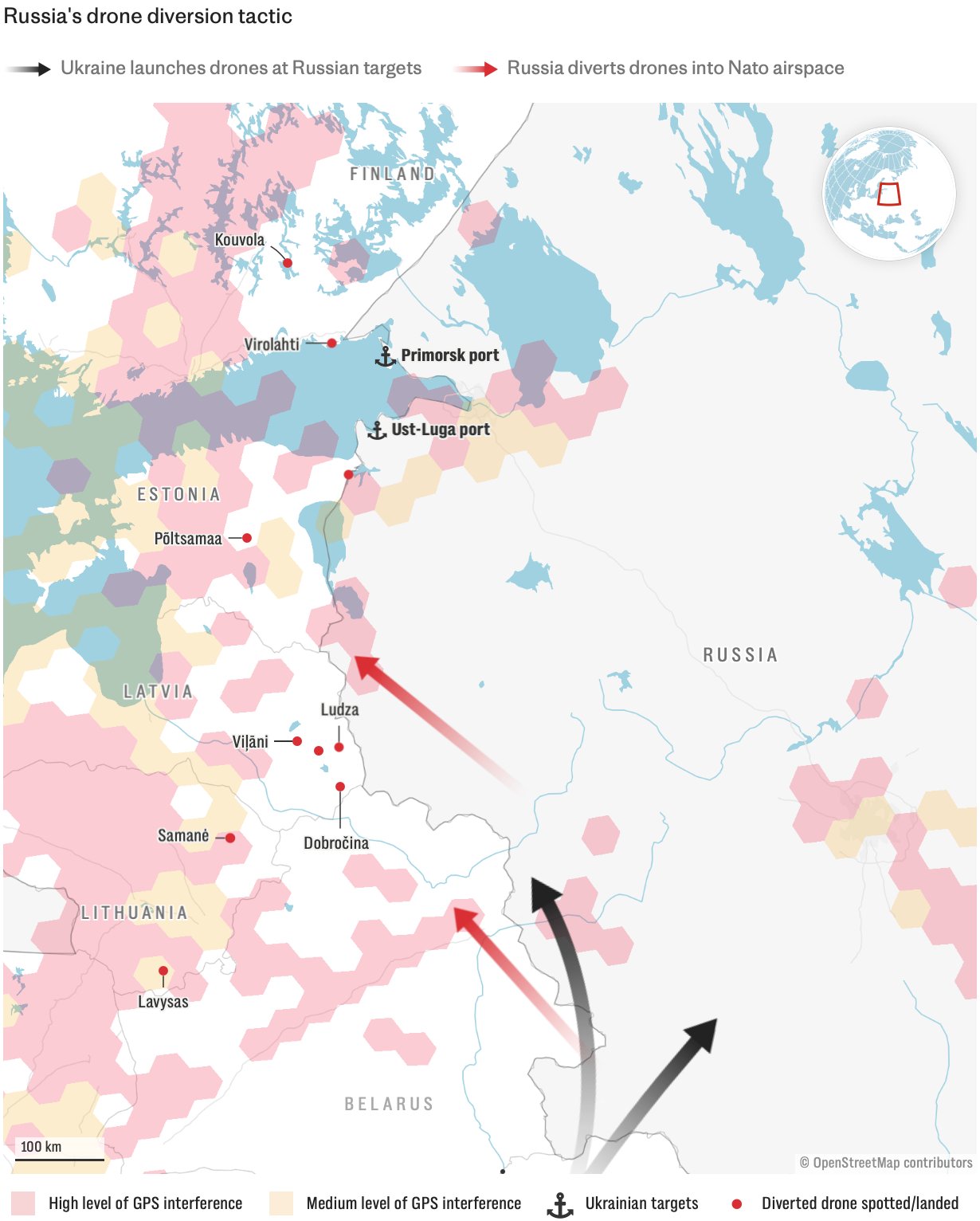 Russia hijacks Ukrainian drones, redirects them to NATO countries via GPS spoofing