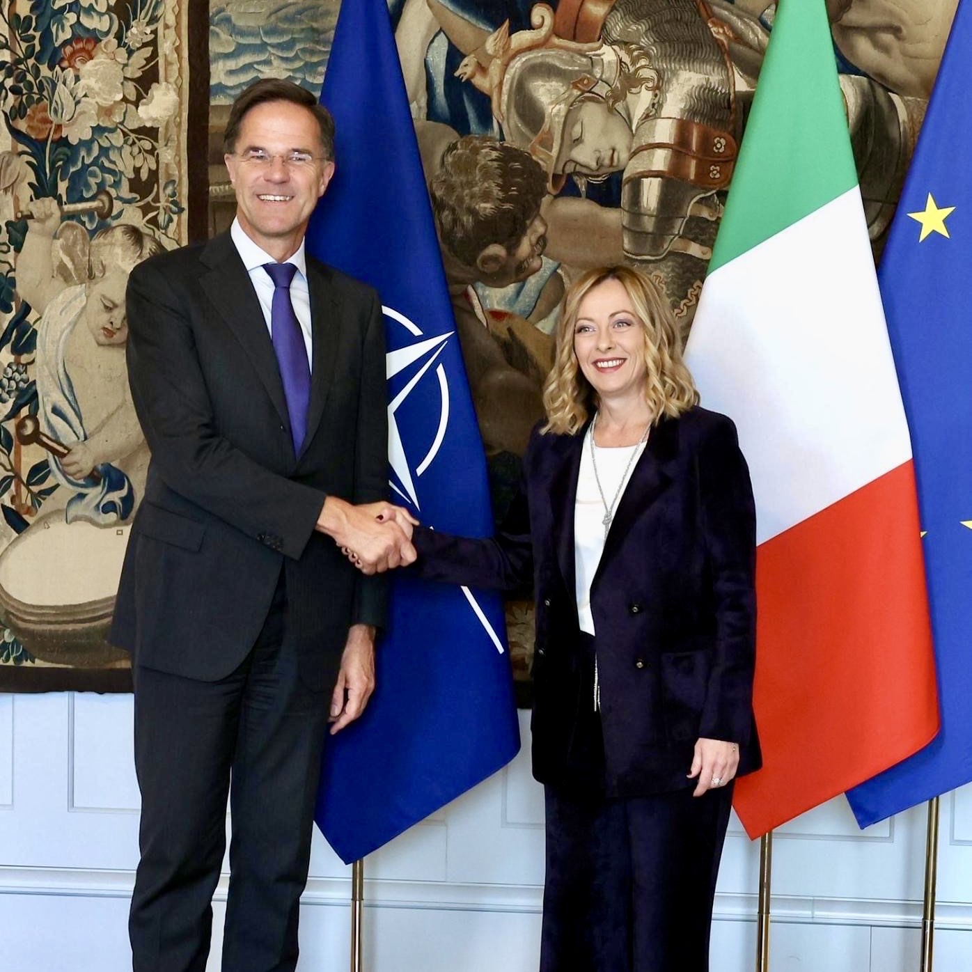 Mark Rutte visits Italy, thanks Meloni for Ukraine support